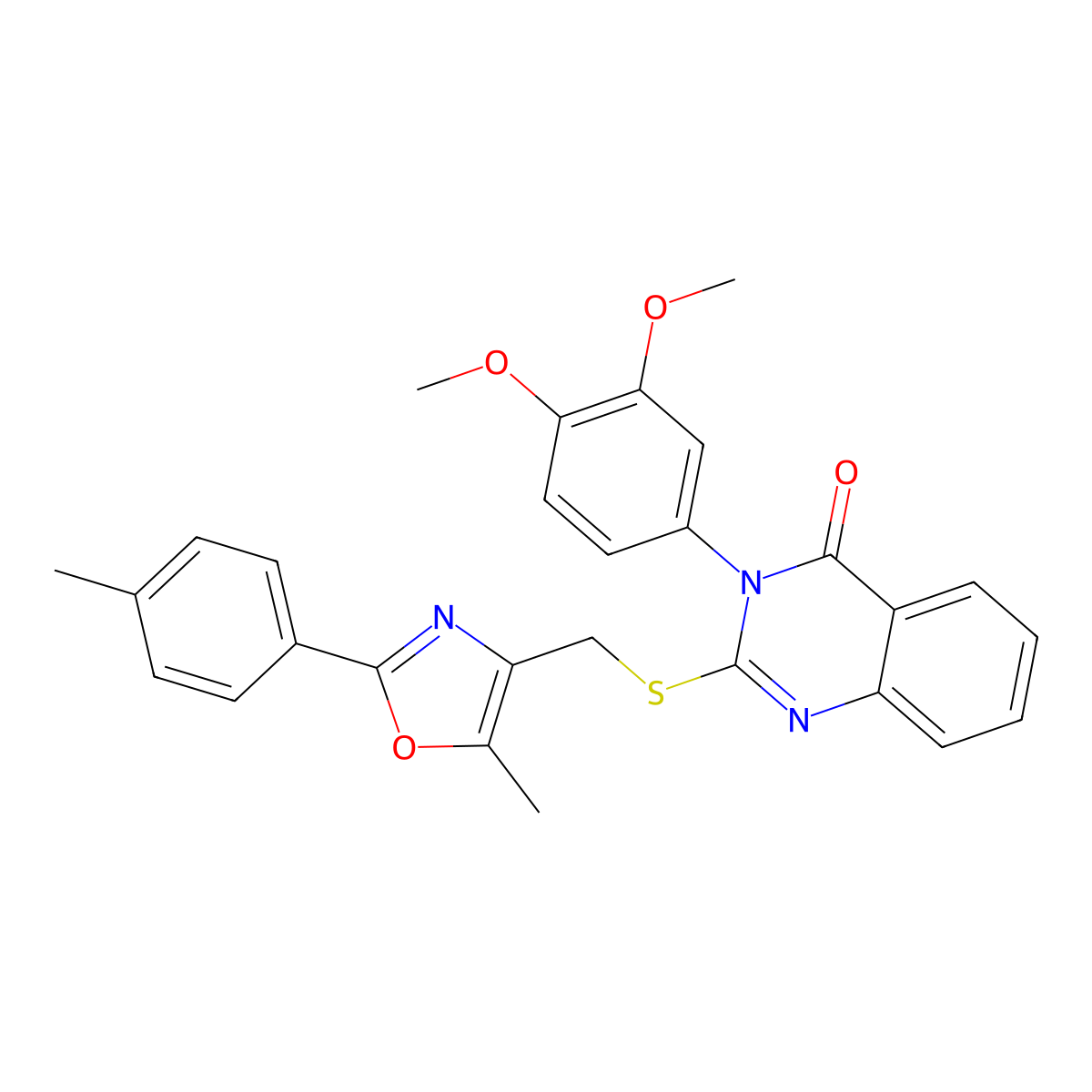 3-(3,4-dimethoxyphenyl)-2-(((5-methyl-2-(p-tolyl)oxazol-4-yl)methyl)thio)quinazolin-4(3H)-one molecular structure, CAS 1114878-63-5