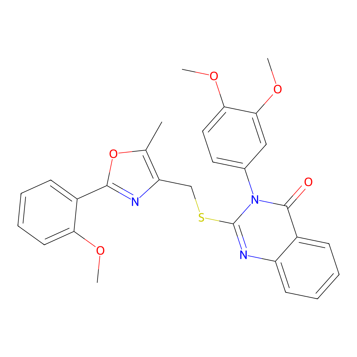 3-(3,4-dimethoxyphenyl)-2-(((2-(2-methoxyphenyl)-5-methyloxazol-4-yl)methyl)thio)quinazolin-4(3H)-one molecular structure, CAS 1114878-65-7