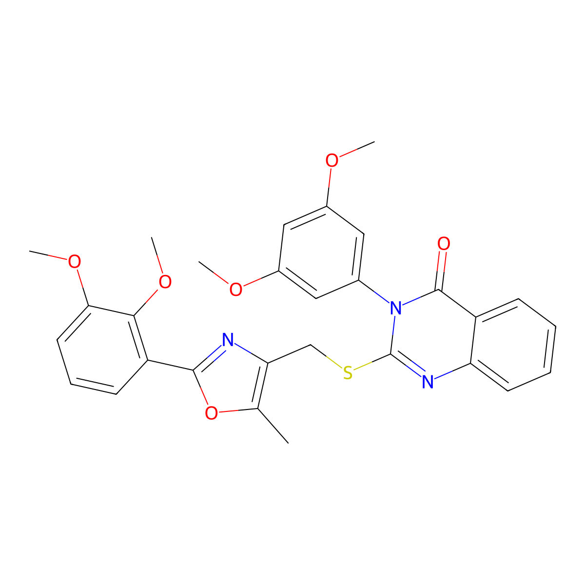 3-(3,5-dimethoxyphenyl)-2-(((2-(2,3-dimethoxyphenyl)-5-methyloxazol-4-yl)methyl)thio)quinazolin-4(3H)-one molecular structure, CAS 1114878-67-9