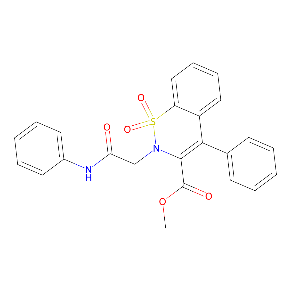 methyl 2-(2-oxo-2-(phenylamino)ethyl)-4-phenyl-2H-benzo[e][1,2]thiazine-3-carboxylate 1,1-dioxide molecular structure, CAS 1114878-97-5