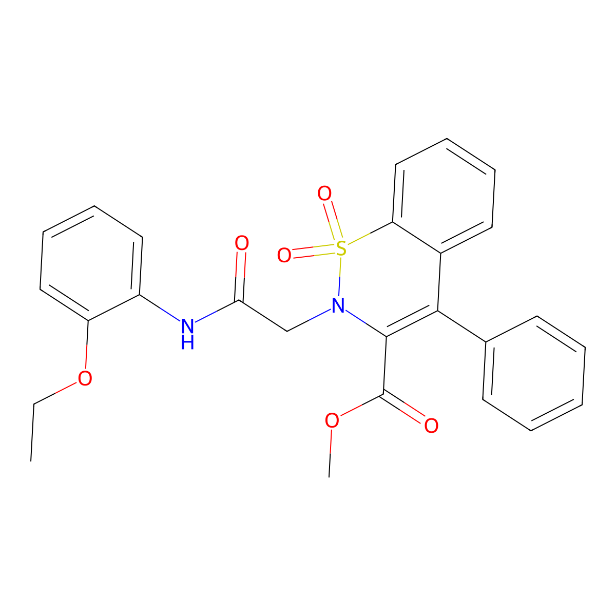 methyl 2-{2-[(2-ethoxyphenyl)amino]-2-oxoethyl}-4-phenyl-2H-1,2-benzothiazine-3-carboxylate 1,1-dioxide molecular structure, CAS 1114879-00-3
