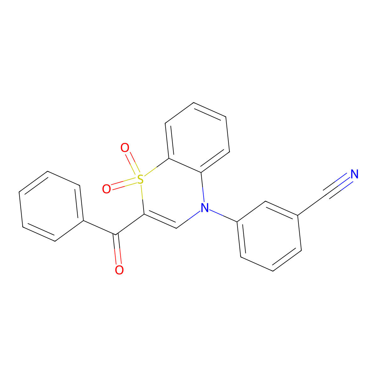 3-(2-benzoyl-1,1-dioxido-4H-1,4-benzothiazin-4-yl)benzonitrile molecular structure, CAS 1114886-16-6