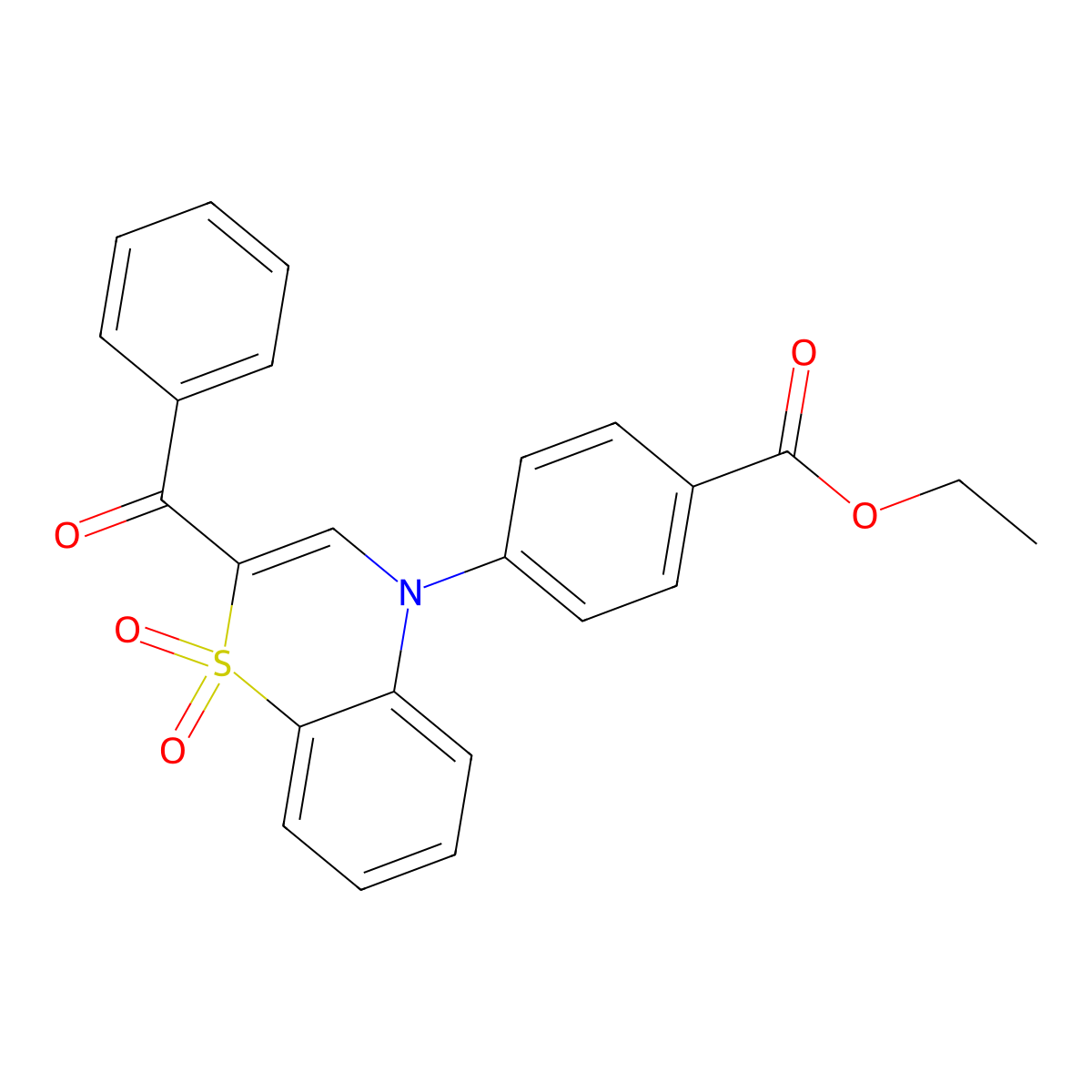 ethyl 4-(2-benzoyl-1,1-dioxido-4H-1,4-benzothiazin-4-yl)benzoate molecular structure, CAS 1114886-17-7