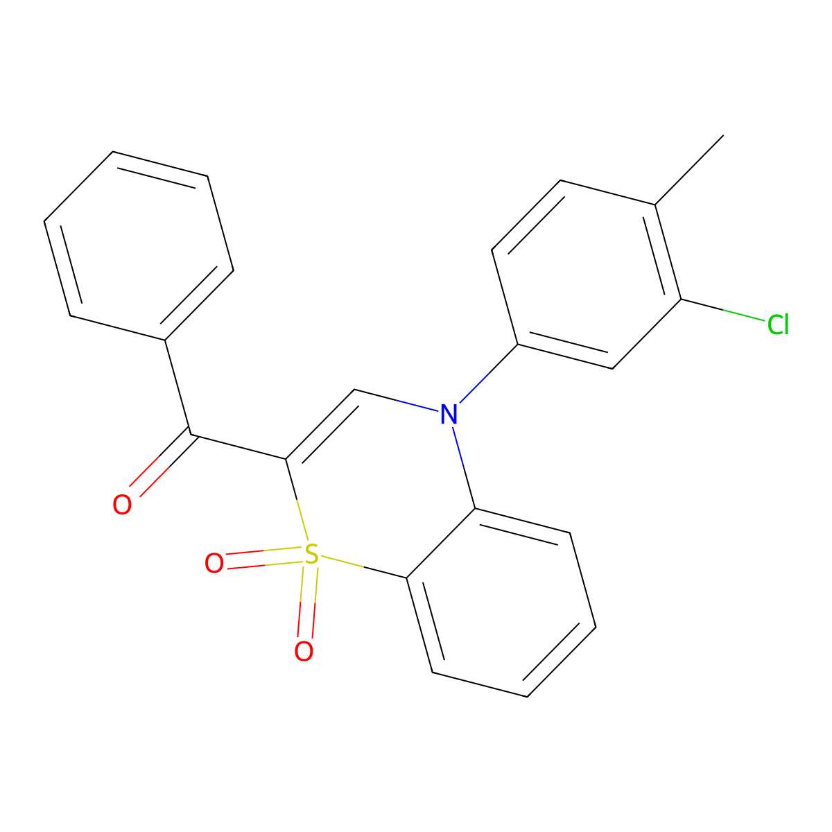 [4-(3-chloro-4-methylphenyl)-1,1-dioxido-4H-1,4-benzothiazin-2-yl](phenyl)methanone molecular structure, CAS 1114886-21-3
