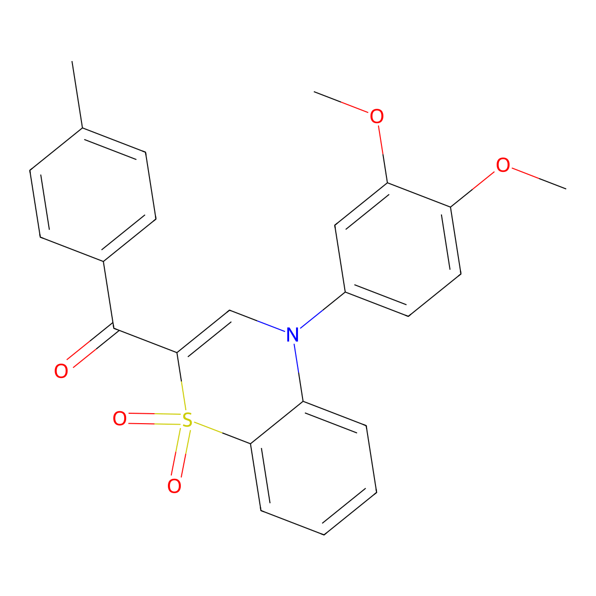 [4-(3,4-dimethoxyphenyl)-1,1-dioxido-4H-1,4-benzothiazin-2-yl](4-methylphenyl)methanone molecular structure, CAS 1114886-26-8