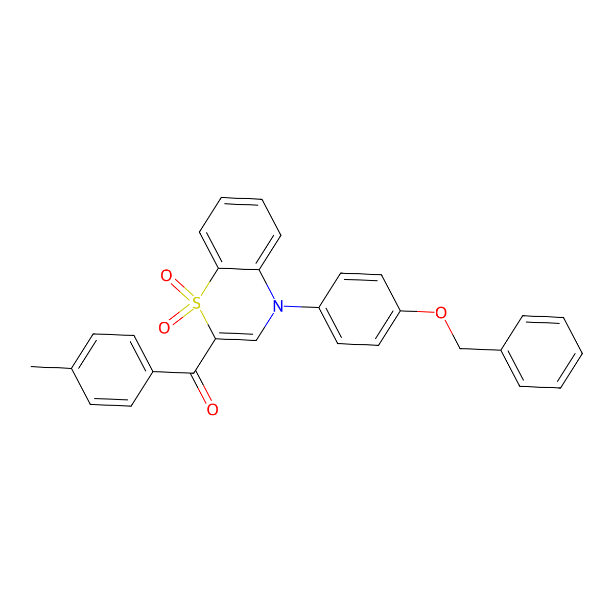{4-[4-(benzyloxy)phenyl]-1,1-dioxido-4H-1,4-benzothiazin-2-yl}(4-methylphenyl)methanone molecular structure, CAS 1114886-28-0