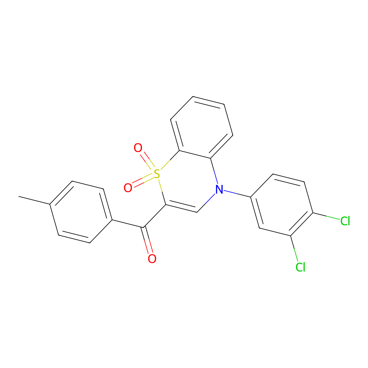 (4-(3,4-dichlorophenyl)-1,1-dioxido-4H-benzo[b][1,4]thiazin-2-yl)(p-tolyl)methanone molecular structure, CAS 1114886-33-7