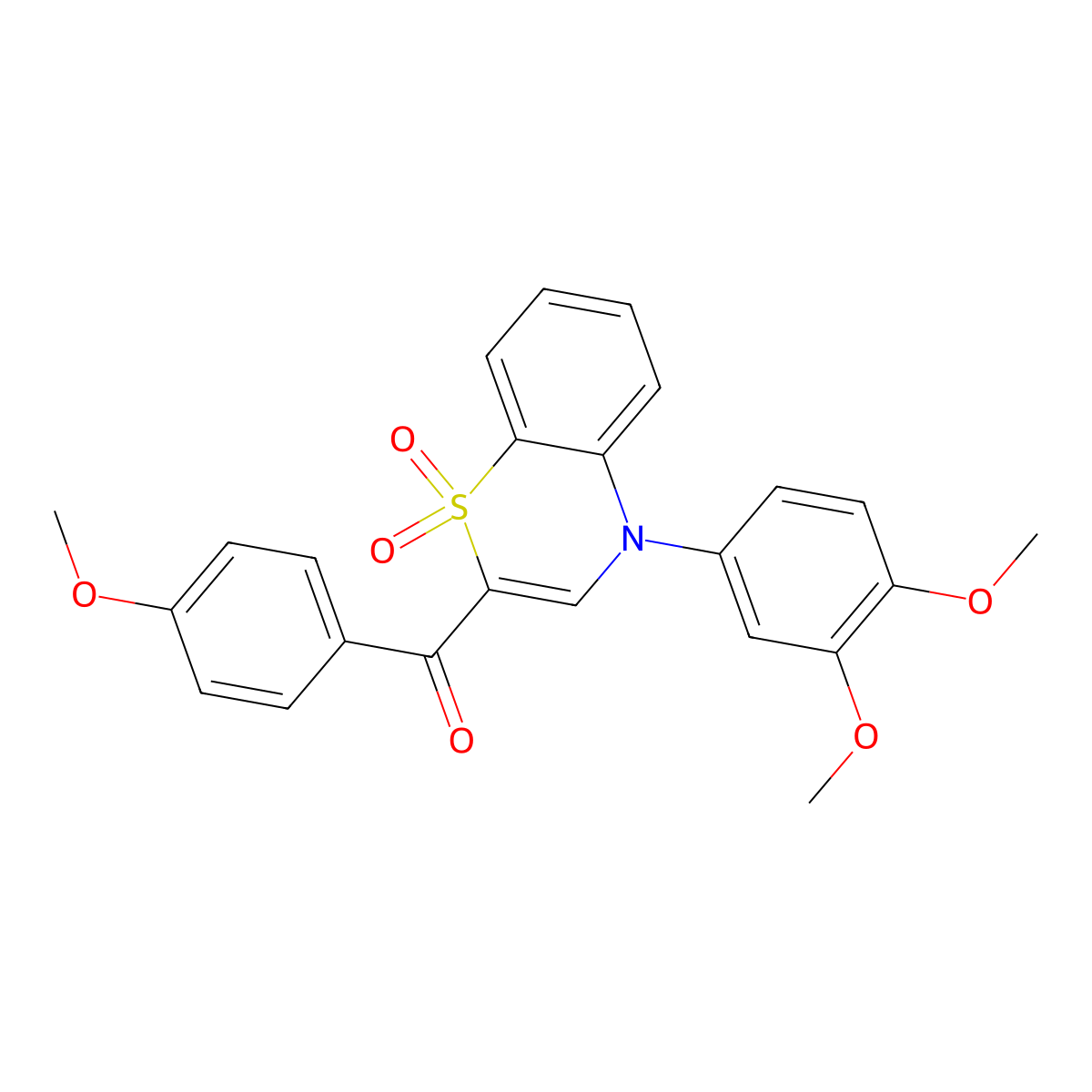 [4-(3,4-dimethoxyphenyl)-1,1-dioxido-4H-1,4-benzothiazin-2-yl](4-methoxyphenyl)methanone molecular structure, CAS 1114886-38-2