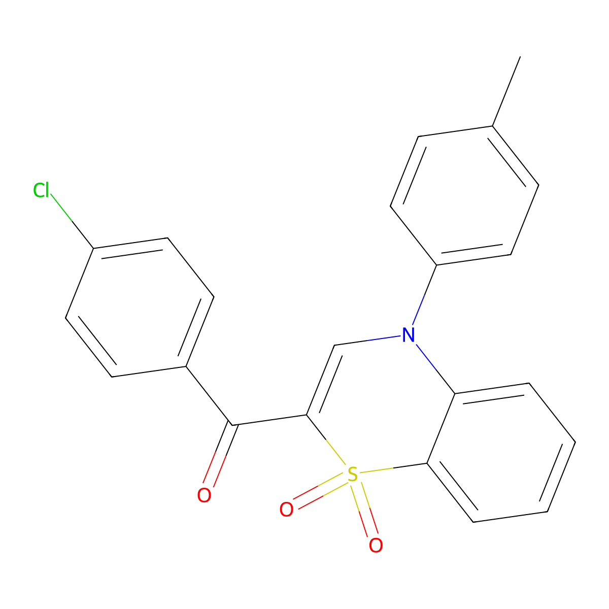 (4-chlorophenyl)[4-(4-methylphenyl)-1,1-dioxido-4H-1,4-benzothiazin-2-yl]methanone molecular structure, CAS 1114886-45-1