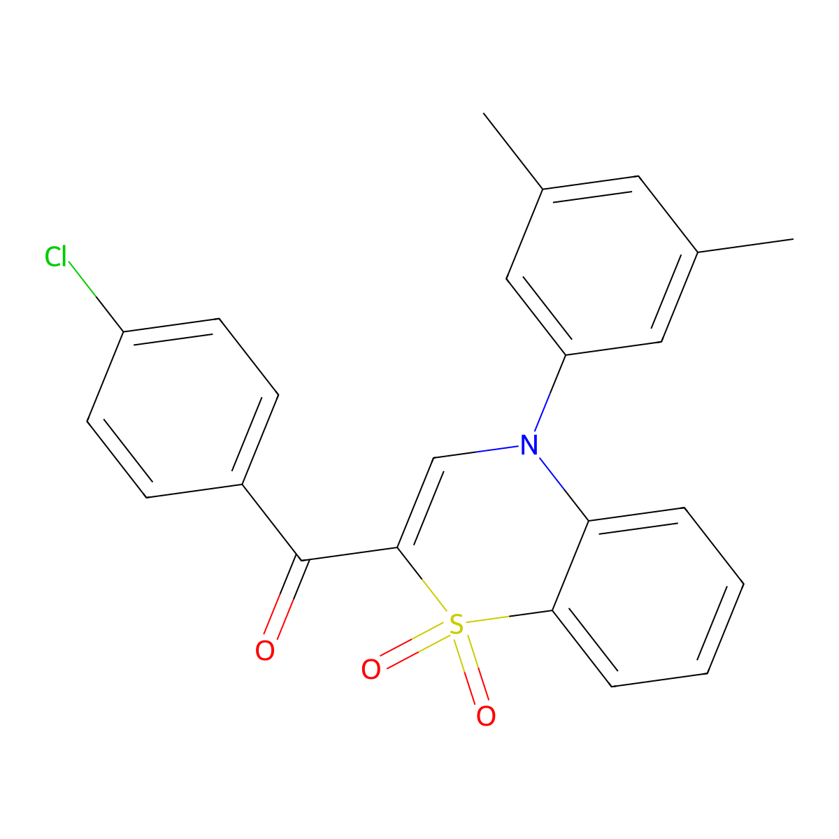 (4-chlorophenyl)[4-(3,5-dimethylphenyl)-1,1-dioxido-4H-1,4-benzothiazin-2-yl]methanone molecular structure, CAS 1114886-46-2
