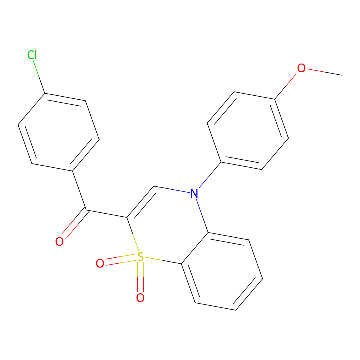 (4-chlorophenyl)[4-(4-methoxyphenyl)-1,1-dioxido-4H-1,4-benzothiazin-2-yl]methanone molecular structure, CAS 1114886-47-3