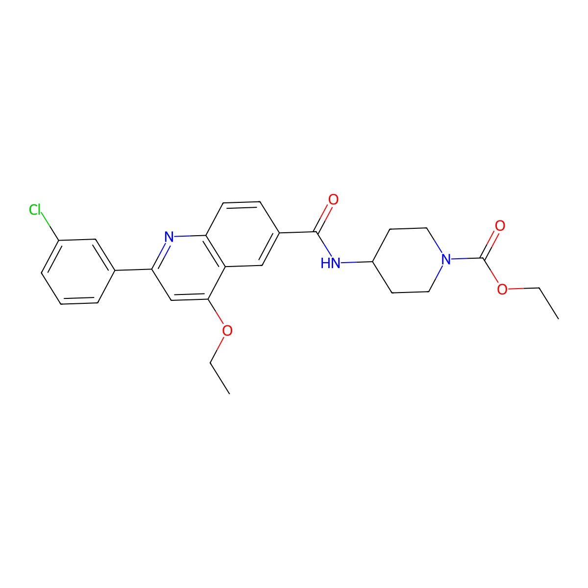 Ethyl 4-(2-(3-chlorophenyl)-4-ethoxyquinoline-6-carboxamido)piperidine-1-carboxylate molecular structure, CAS 1114886-84-8