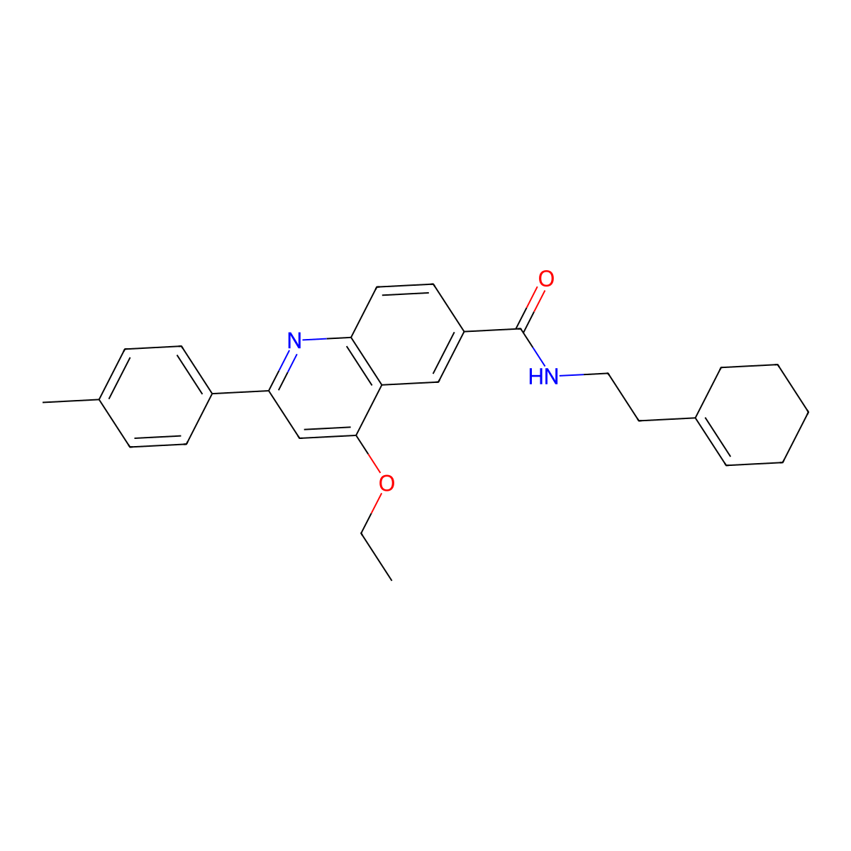 N-(2-(cyclohex-1-en-1-yl)ethyl)-4-ethoxy-2-(p-tolyl)quinoline-6-carboxamide molecular structure, CAS 1114887-00-1