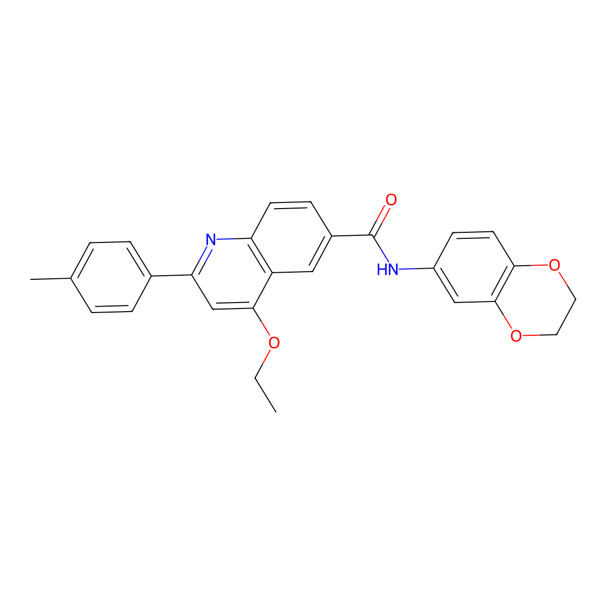 N-(2,3-dihydro-1,4-benzodioxin-6-yl)-4-ethoxy-2-(4-methylphenyl)quinoline-6-carboxamide molecular structure, CAS 1114887-07-8