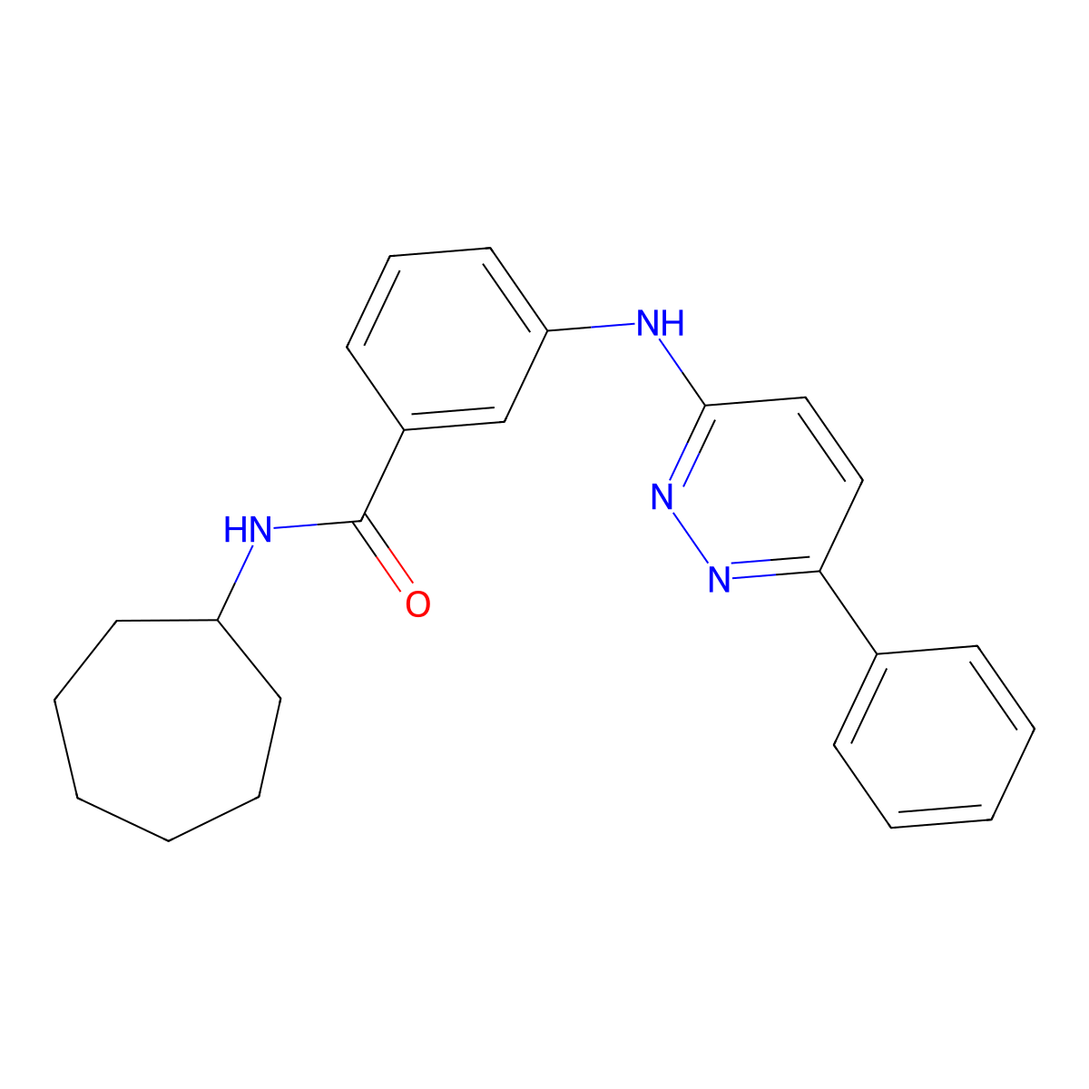 N-cycloheptyl-3-[(6-phenylpyridazin-3-yl)amino]benzamide molecular structure, CAS 1114889-34-7