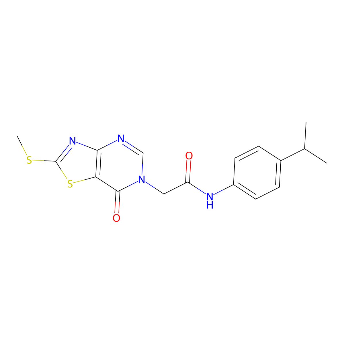 N-(4-isopropylphenyl)-2-(2-(methylthio)-7-oxothiazolo[4,5-d]pyrimidin-6(7H)-yl)acetamide molecular structure, CAS 1114902-20-3