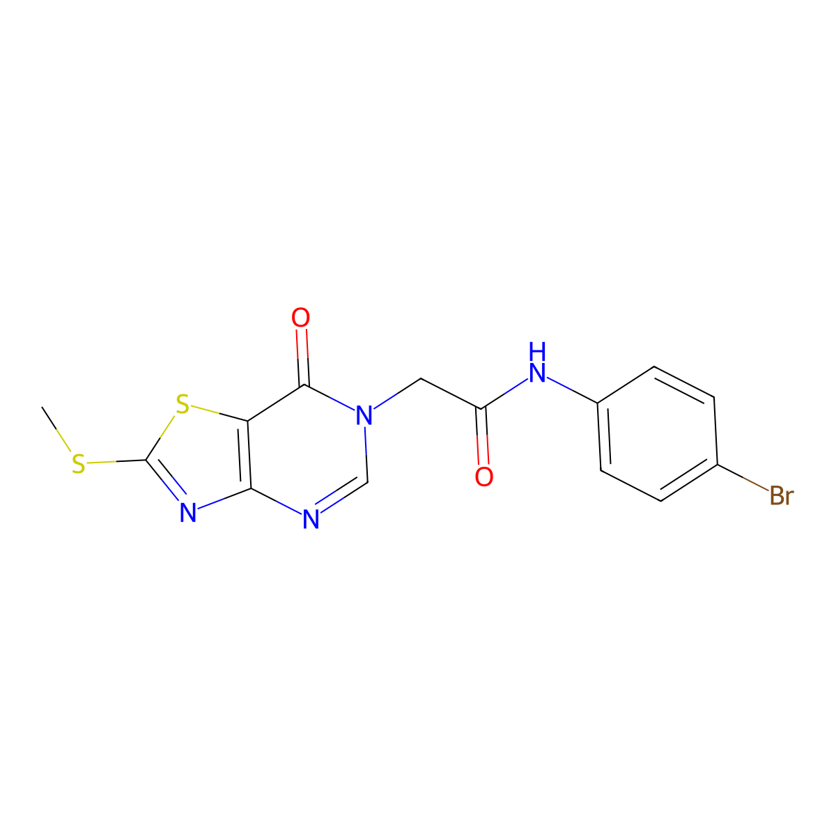 N-(4-bromophenyl)-2-(2-(methylthio)-7-oxothiazolo[4,5-d]pyrimidin-6(7H)-yl)acetamide molecular structure, CAS 1114902-43-0