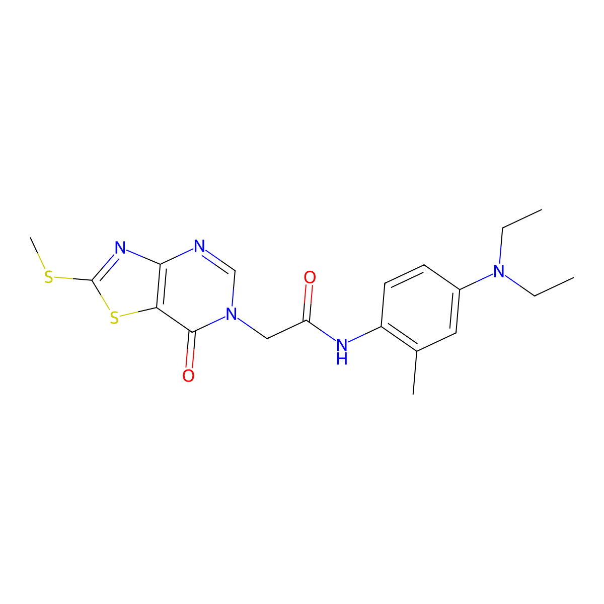N-(4-(diethylamino)-2-methylphenyl)-2-(2-(methylthio)-7-oxothiazolo[4,5-d]pyrimidin-6(7H)-yl)acetamide molecular structure, CAS 1114902-44-1