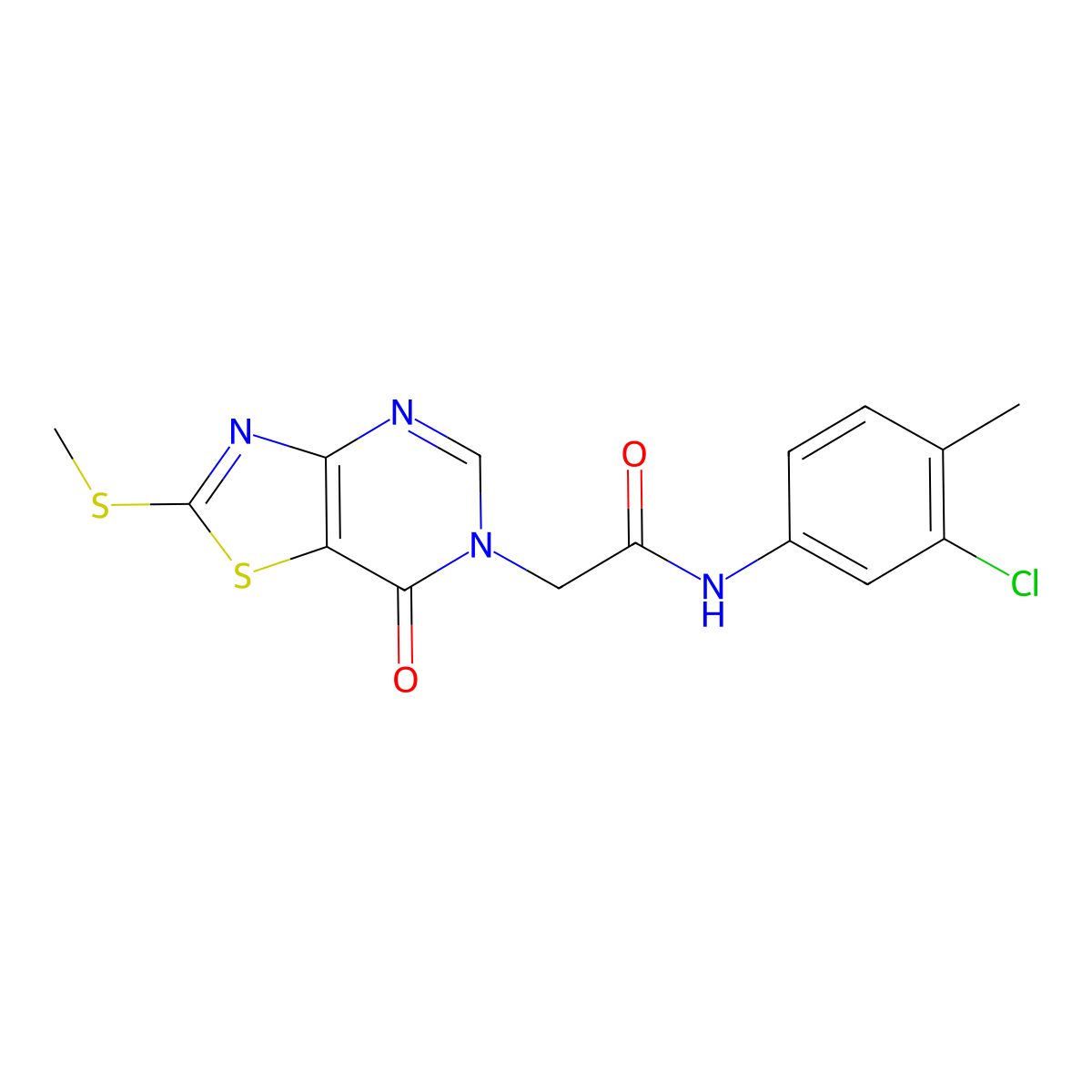 N-(3-chloro-4-methylphenyl)-2-[2-(methylsulfanyl)-7-oxo-6H,7H-[1,3]thiazolo[4,5-d]pyrimidin-6-yl]acetamide molecular structure, CAS 1114902-47-4