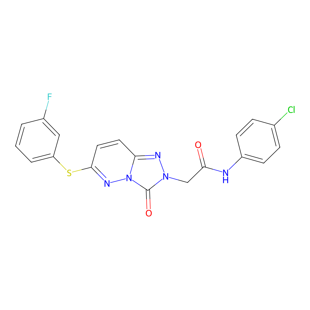 N-(4-chlorophenyl)-2-{6-[(3-fluorophenyl)sulfanyl]-3-oxo-2H,3H-[1,2,4]triazolo[4,3-b]pyridazin-2-yl}acetamide molecular structure, CAS 1114902-88-3