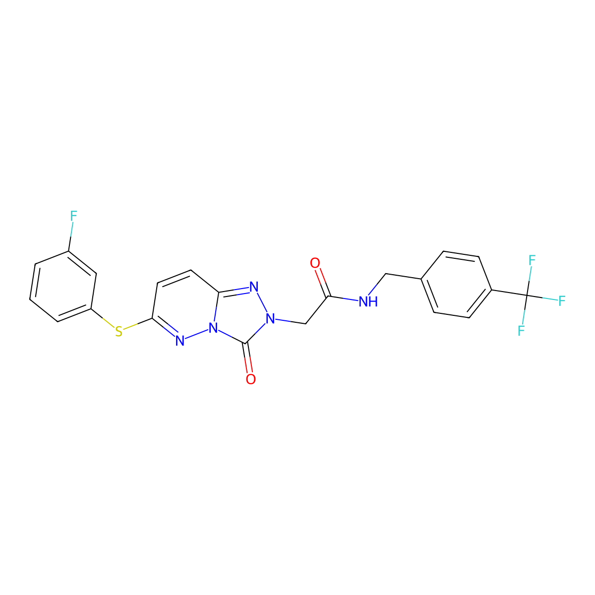 2-{6-[(3-fluorophenyl)sulfanyl]-3-oxo-2H,3H-[1,2,4]triazolo[4,3-b]pyridazin-2-yl}-N-{[4-(trifluoromethyl)phenyl]methyl}acetamide molecular structure, CAS 1114903-21-7