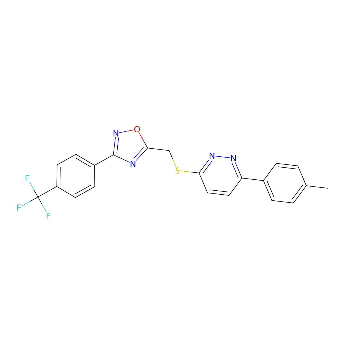 3-(4-Methylphenyl)-6-[({3-[4-(trifluoromethyl)phenyl]-1,2,4-oxadiazol-5-yl}methyl)sulfanyl]pyridazine molecular structure, CAS 1114909-42-0