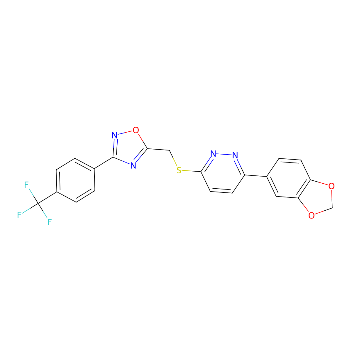 3-(1,3-Benzodioxol-5-yl)-6-[({3-[4-(trifluoromethyl)phenyl]-1,2,4-oxadiazol-5-yl}methyl)sulfanyl]pyridazine molecular structure, CAS 1114914-92-9