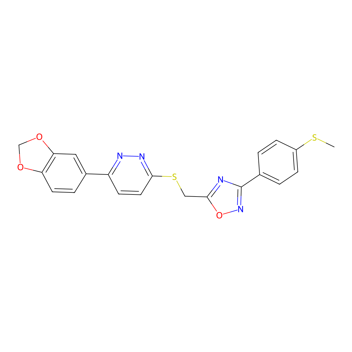 3-(1,3-Benzodioxol-5-yl)-6-[({3-[4-(methylsulfanyl)phenyl]-1,2,4-oxadiazol-5-yl}methyl)sulfanyl]pyridazine molecular structure, CAS 1114914-93-0