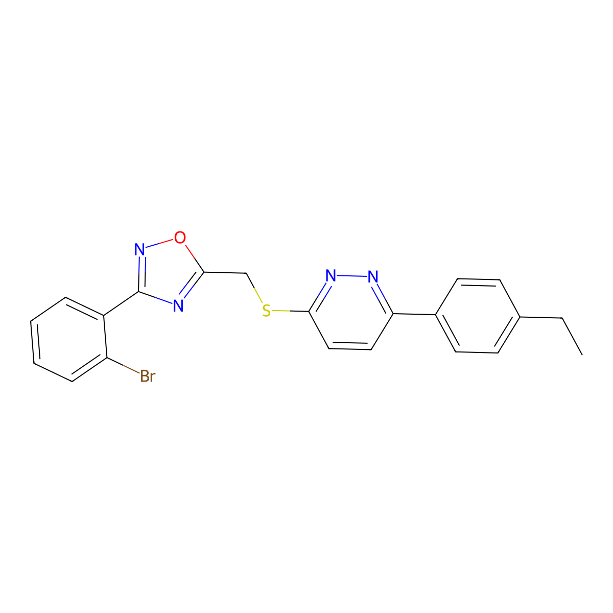 3-({[3-(2-Bromophenyl)-1,2,4-oxadiazol-5-yl]methyl}thio)-6-(4-ethylphenyl)pyridazine molecular structure, CAS 1114914-98-5