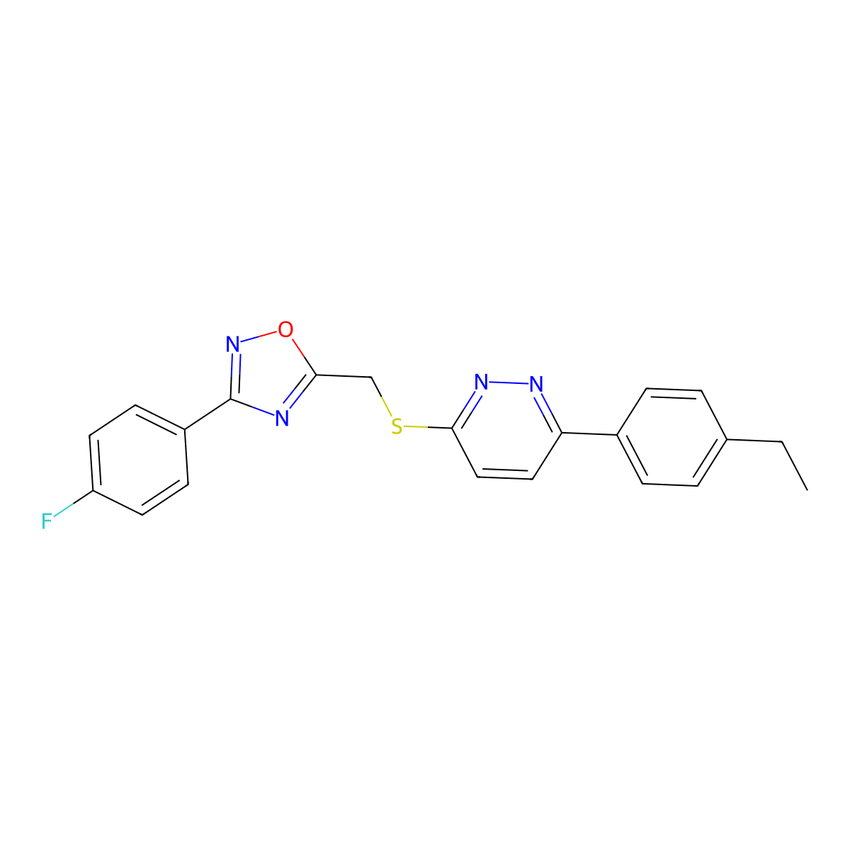 3-(4-Ethylphenyl)-6-({[3-(4-fluorophenyl)-1,2,4-oxadiazol-5-yl]methyl}sulfanyl)pyridazine molecular structure, CAS 1114915-00-2