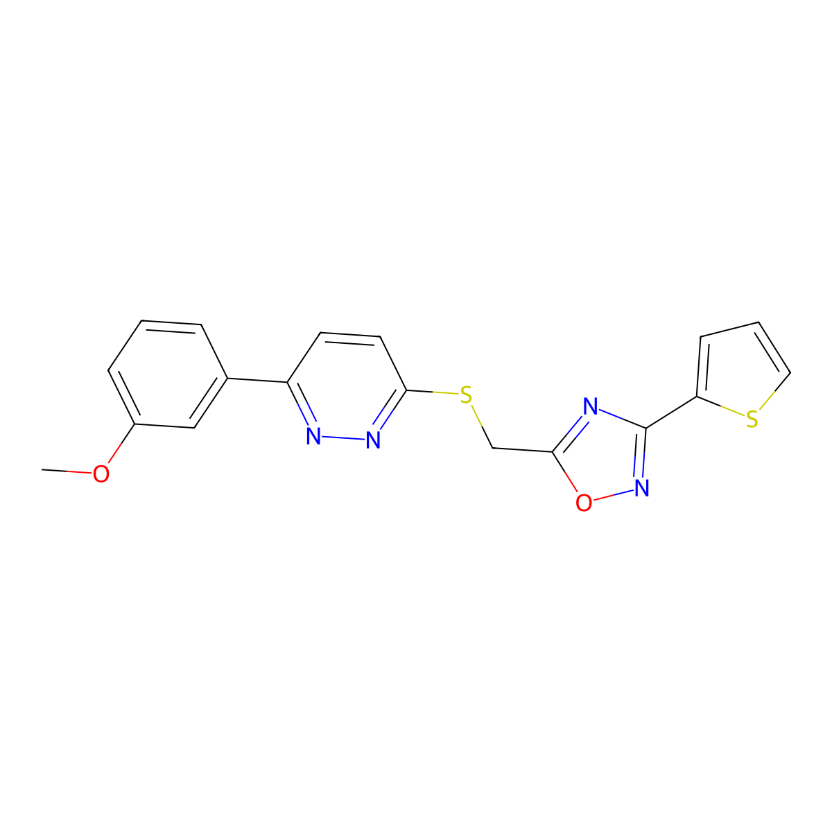 3-(3-Methoxyphenyl)-6-({[3-(thiophen-2-yl)-1,2,4-oxadiazol-5-yl]methyl}sulfanyl)pyridazine molecular structure, CAS 1114915-07-9