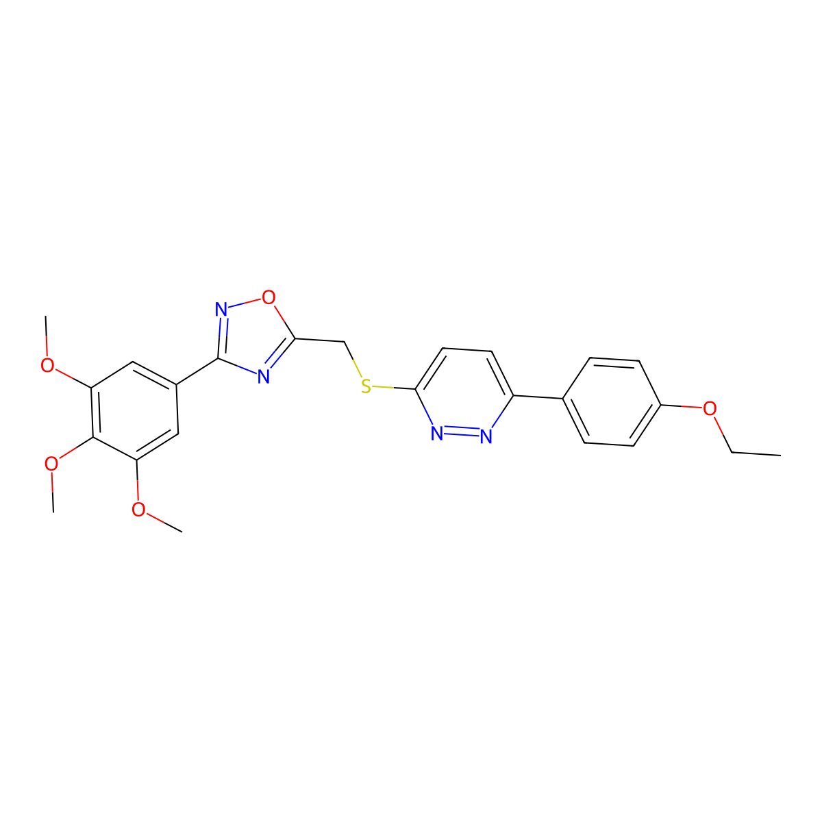3-(4-Ethoxyphenyl)-6-({[3-(3,4,5-trimethoxyphenyl)-1,2,4-oxadiazol-5-yl]methyl}sulfanyl)pyridazine molecular structure, CAS 1114915-09-1