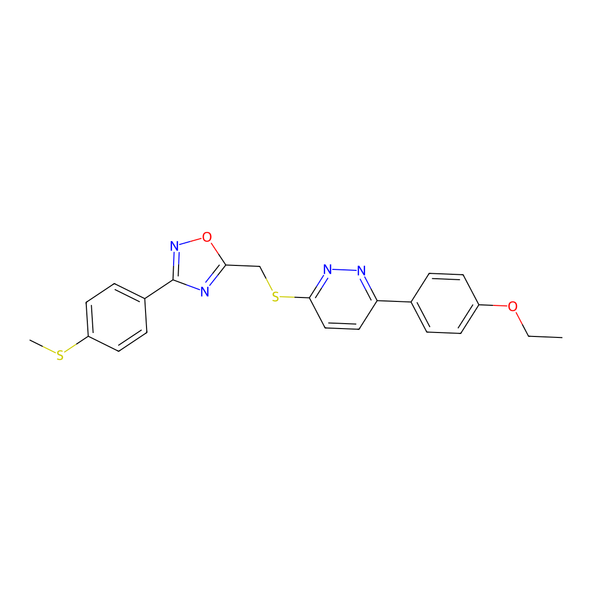 3-(4-Ethoxyphenyl)-6-[({3-[4-(methylsulfanyl)phenyl]-1,2,4-oxadiazol-5-yl}methyl)sulfanyl]pyridazine molecular structure, CAS 1114915-10-4