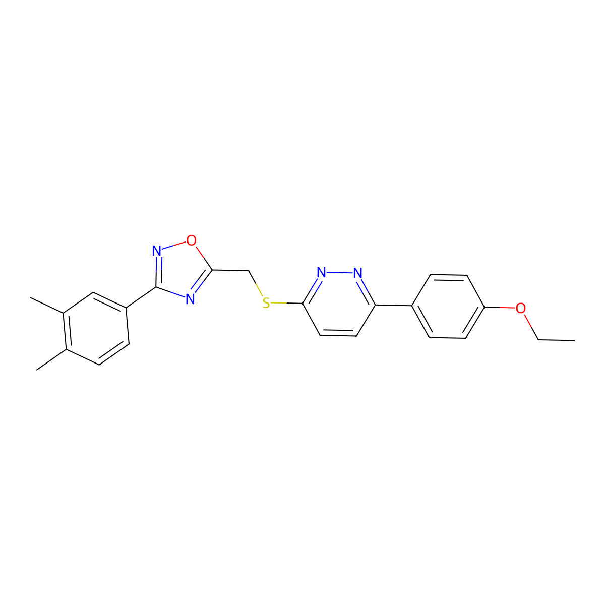 3-(3,4-Dimethylphenyl)-5-(((6-(4-ethoxyphenyl)pyridazin-3-yl)thio)methyl)-1,2,4-oxadiazole molecular structure, CAS 1114915-12-6