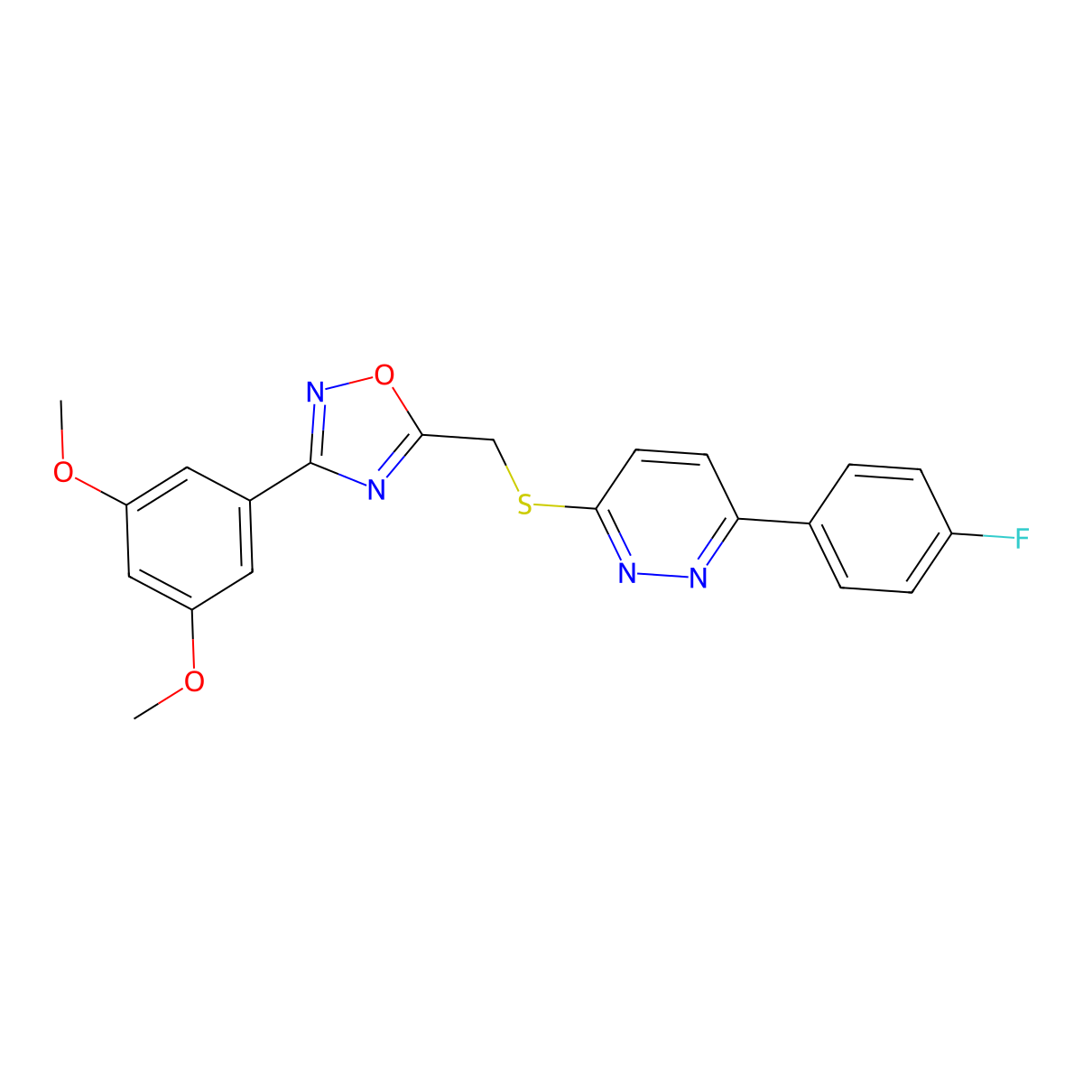 3-({[3-(3,5-Dimethoxyphenyl)-1,2,4-oxadiazol-5-YL]methyl}sulfanyl)-6-(4-fluorophenyl)pyridazine molecular structure, CAS 1114915-22-8