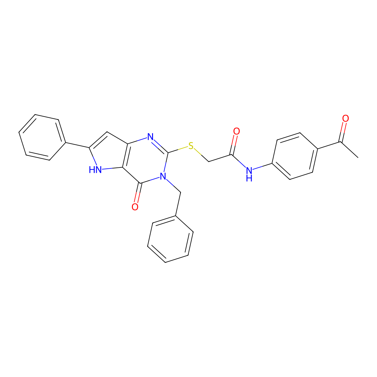 N-(4-acetylphenyl)-2-({3-benzyl-4-oxo-6-phenyl-3H,4H,5H-pyrrolo[3,2-d]pyrimidin-2-yl}sulfanyl)acetamide molecular structure, CAS 1114915-78-4