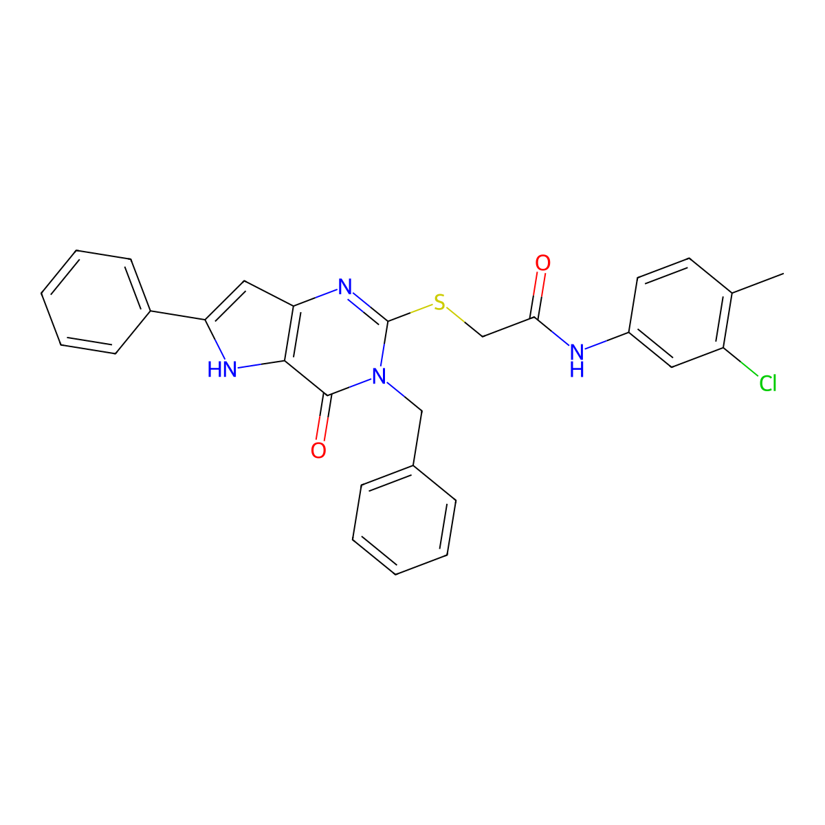 2-({3-benzyl-4-oxo-6-phenyl-3H,4H,5H-pyrrolo[3,2-d]pyrimidin-2-yl}sulfanyl)-N-(3-chloro-4-methylphenyl)acetamide molecular structure, CAS 1114915-83-1