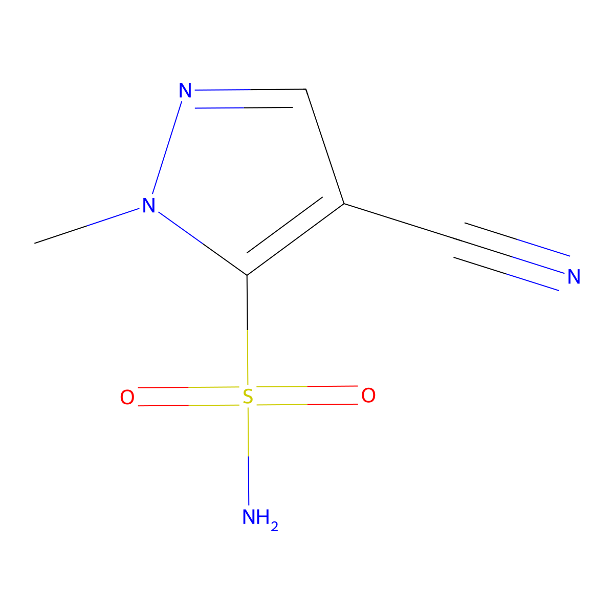 4-cyano-1-methyl-1H-pyrazole-5-sulfonamide molecular structure, CAS 111493-51-7