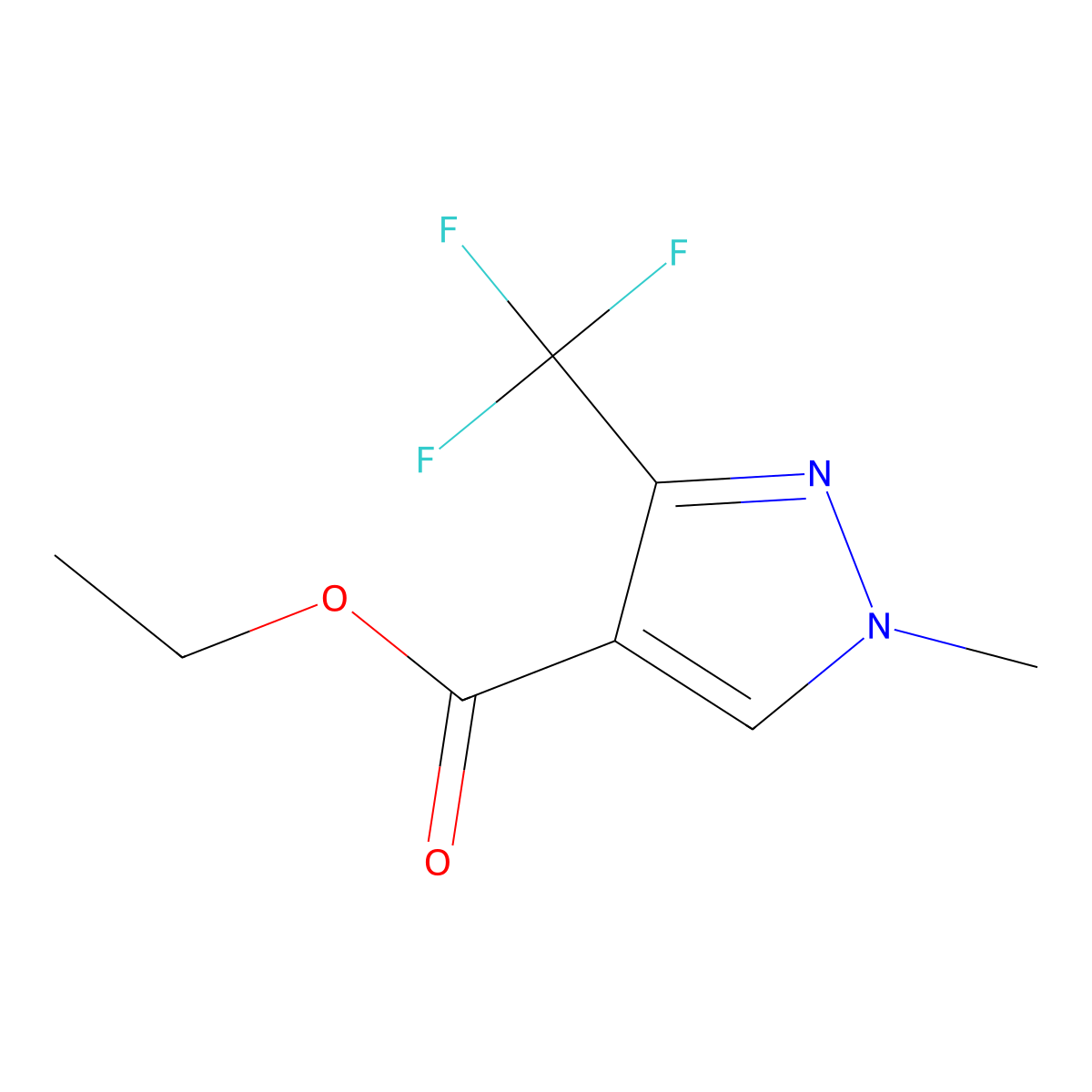 1H-Pyrazole-4-carboxylic acid, 1-methyl-3-(trifluoromethyl)-, ethyl ester molecular structure, CAS 111493-74-4