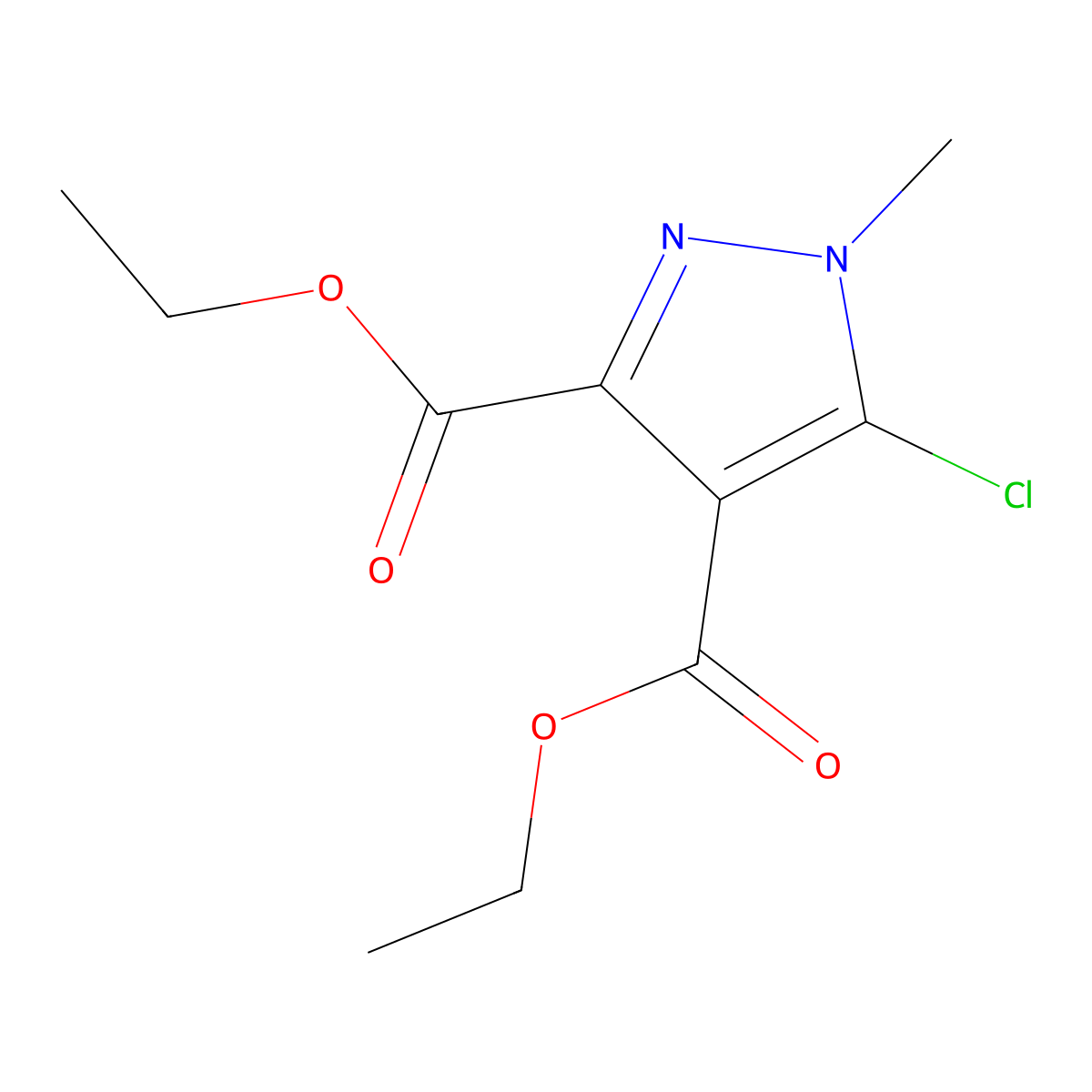 Diethyl 5-chloro-1-methyl-1H-pyrazole-3,4-dicarboxylate molecular structure, CAS 111493-84-6