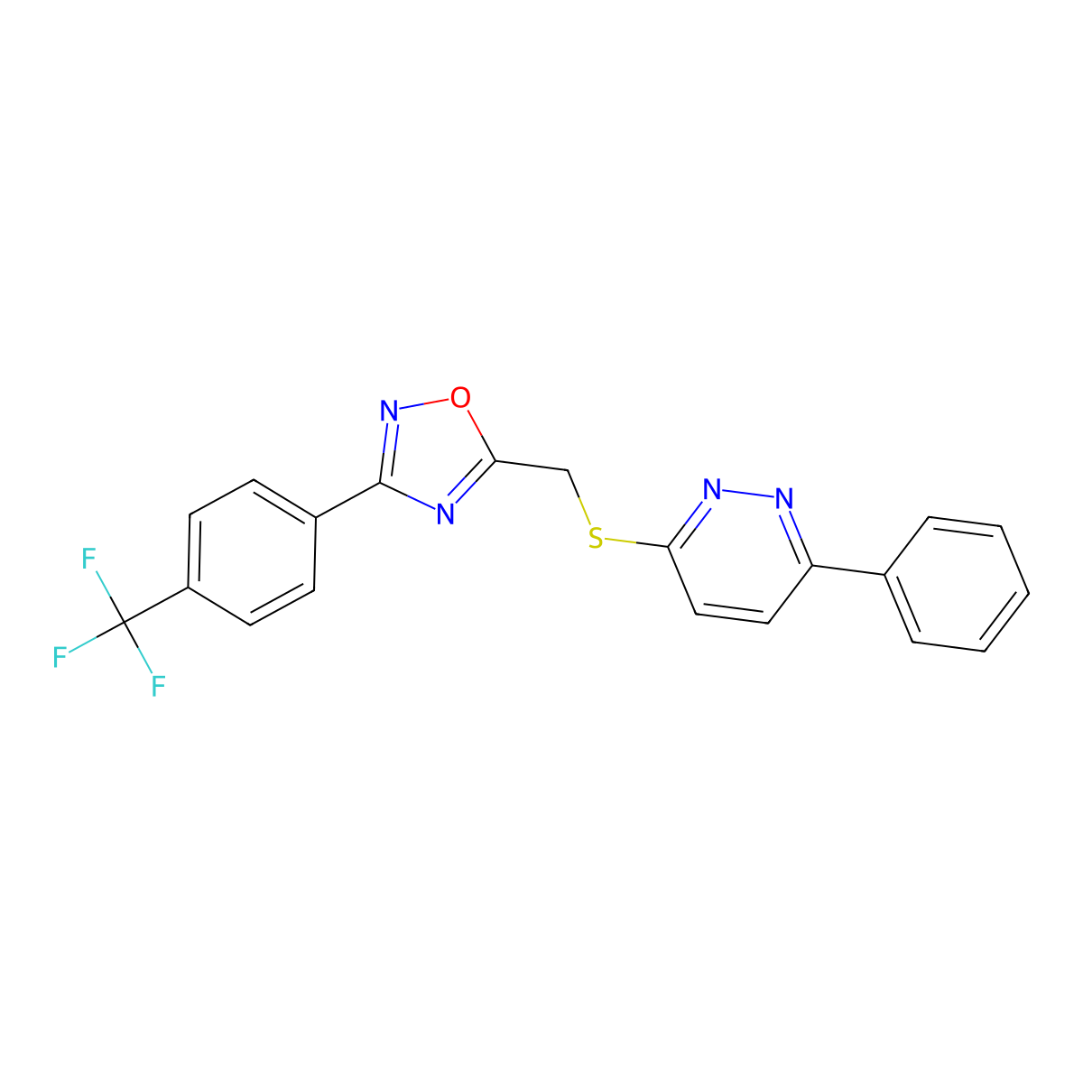 3-Phenyl-6-[({3-[4-(trifluoromethyl)phenyl]-1,2,4-oxadiazol-5-YL}methyl)sulfanyl]pyridazine molecular structure, CAS 1114944-88-5