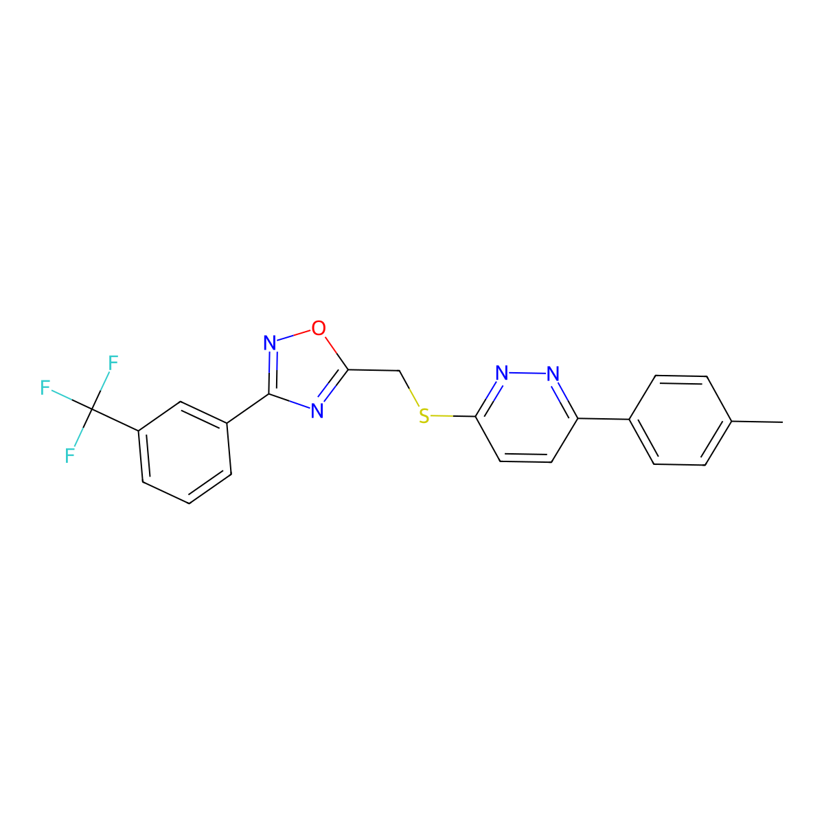 3-(4-Methylphenyl)-6-[({3-[3-(trifluoromethyl)phenyl]-1,2,4-oxadiazol-5-YL}methyl)sulfanyl]pyridazine molecular structure, CAS 1114944-98-7