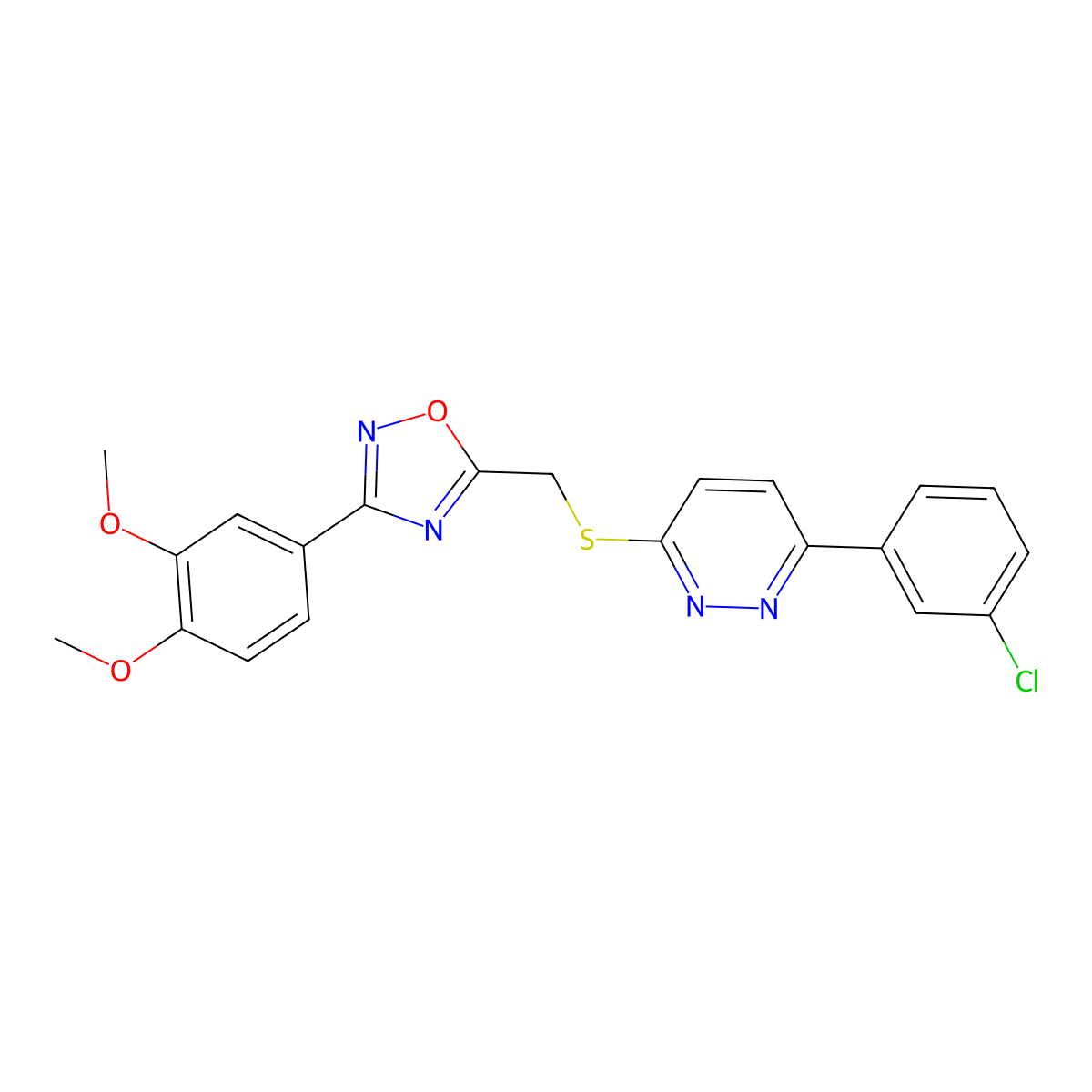 3-(3-Chlorophenyl)-6-({[3-(3,4-dimethoxyphenyl)-1,2,4-oxadiazol-5-yl]methyl}sulfanyl)pyridazine molecular structure, CAS 1114945-15-1