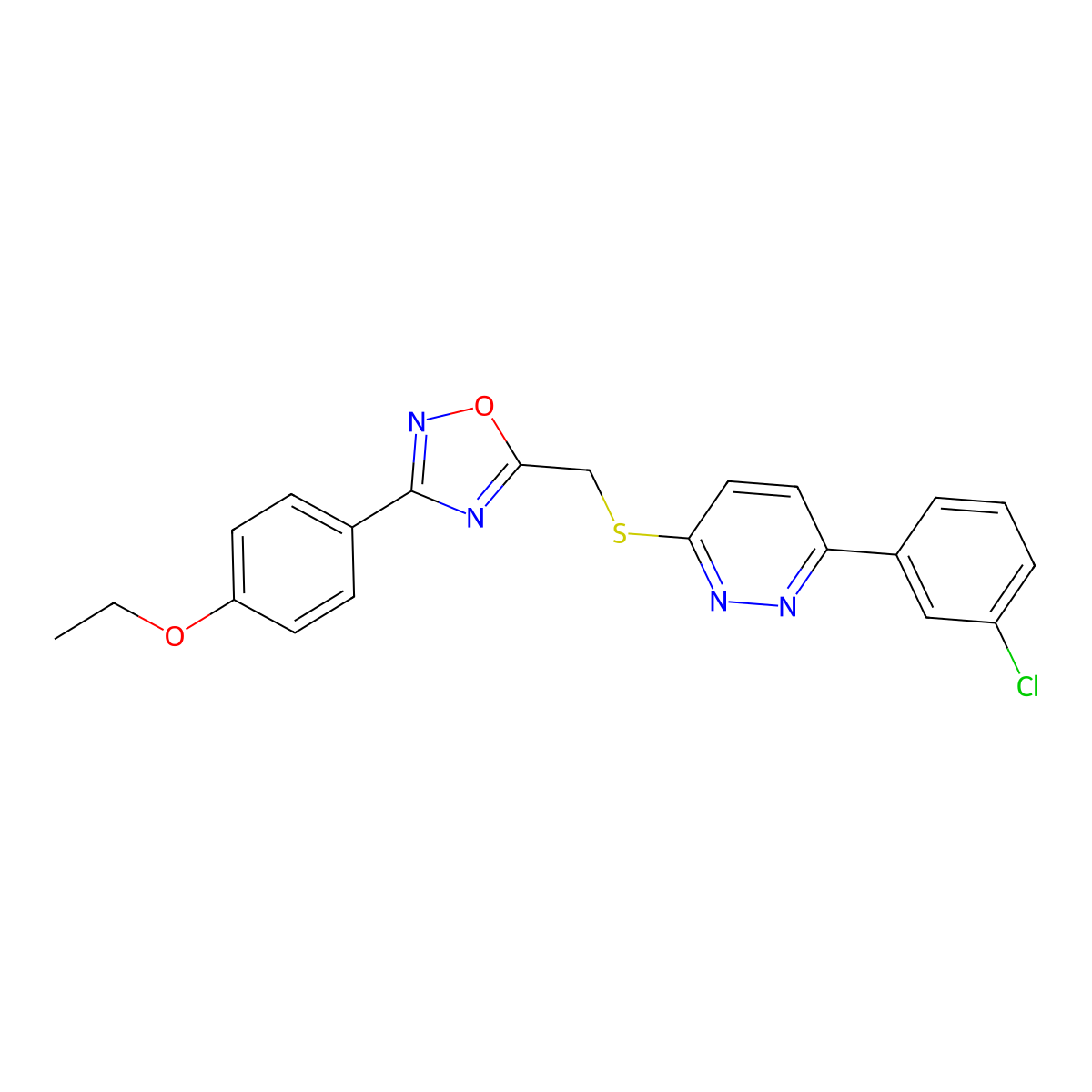 3-(3-Chlorophenyl)-6-({[3-(4-ethoxyphenyl)-1,2,4-oxadiazol-5-yl]methyl}sulfanyl)pyridazine molecular structure, CAS 1114945-21-9