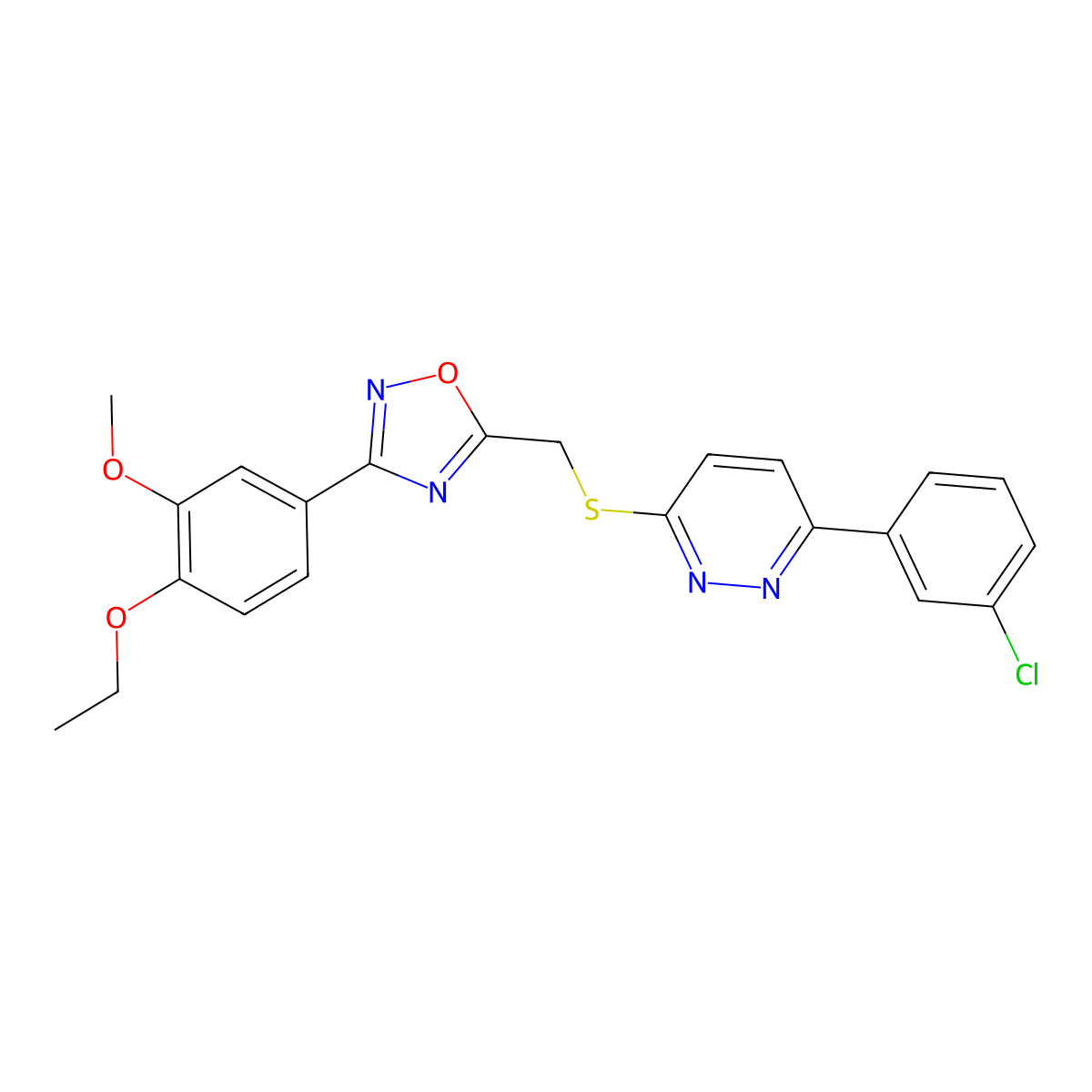 3-(3-Chlorophenyl)-6-({[3-(4-ethoxy-3-methoxyphenyl)-1,2,4-oxadiazol-5-yl]methyl}sulfanyl)pyridazine molecular structure, CAS 1114945-25-3