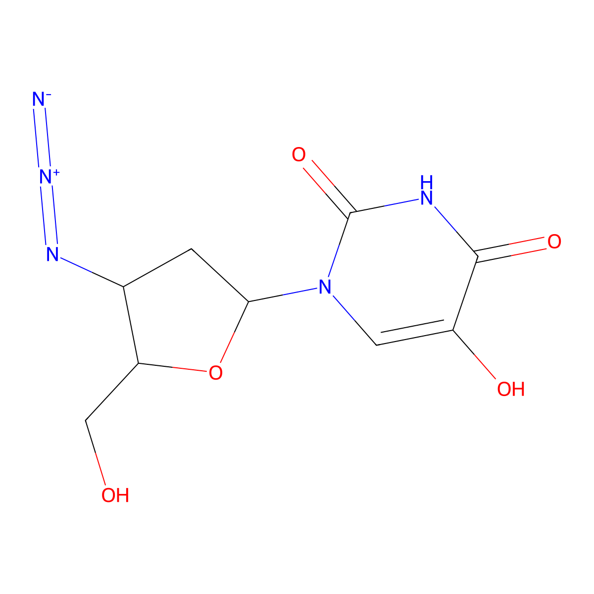 3'-Azido-2',3'-dideoxy-5-hydroxyuridine molecular structure, CAS 111495-90-0