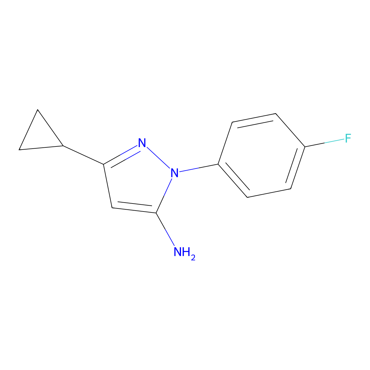 3-cyclopropyl-1-(4-fluorophenyl)-1H-pyrazol-5-amine molecular structure, CAS 1114957-51-5