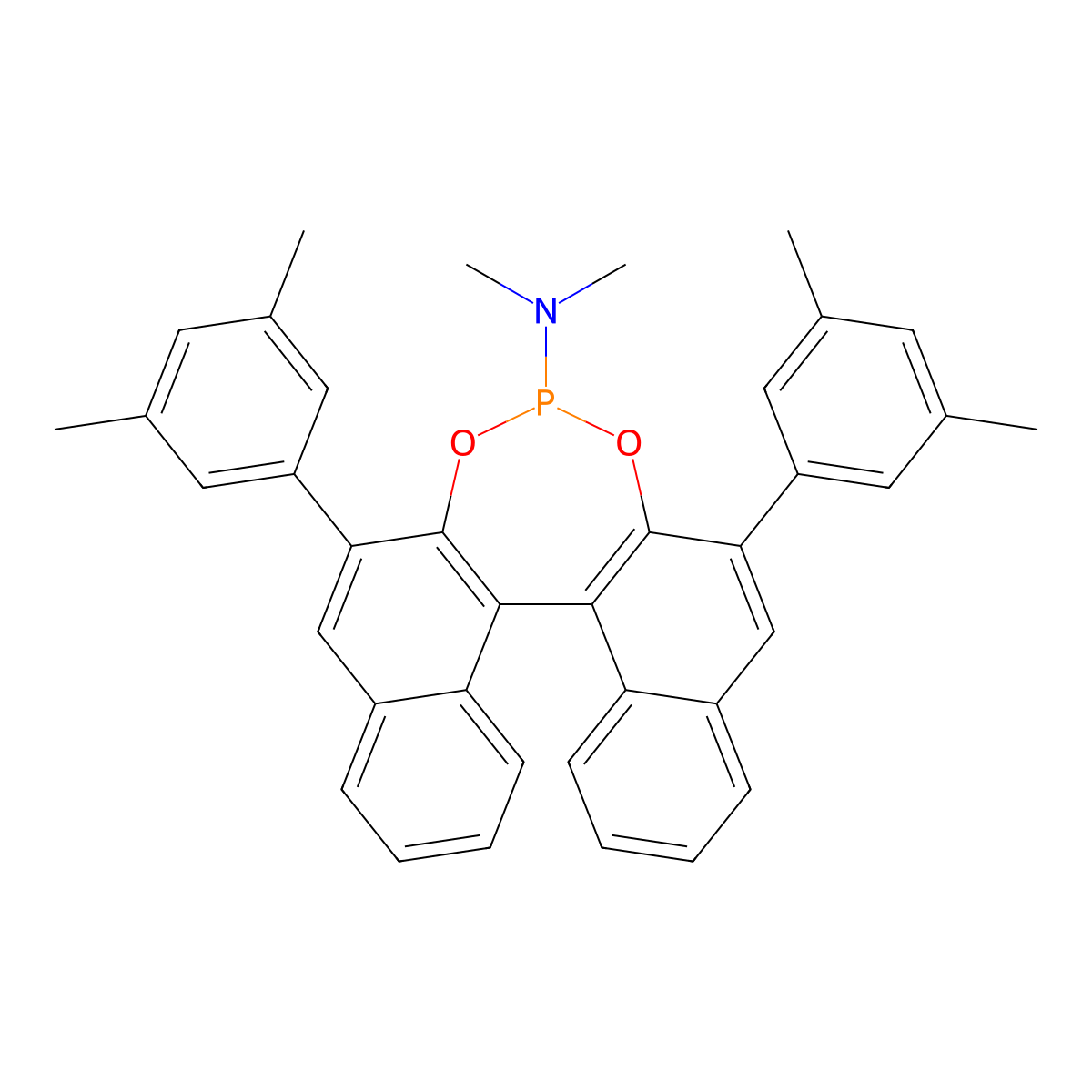(11bR)-2,6-Bis(3,5-dimethylphenyl)-N,N-dimethyldinaphtho[2,1-d:1',2'-f][1,3,2]dioxaphosphepin-4-amine molecular structure, CAS 1114957-90-2