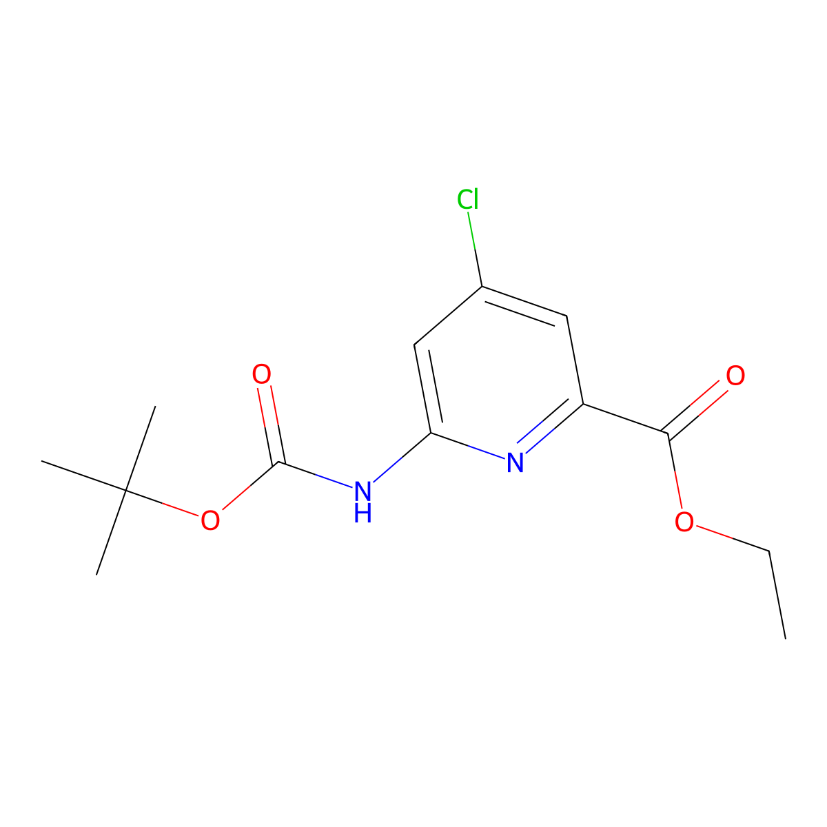 Ethyl 6-(tert-butoxycarbonylamino)-4-chloropicolinate molecular structure, CAS 1114966-47-0