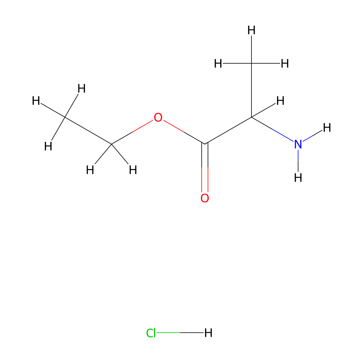 Alanine, ethyl ester, hydrochloride (1:1) molecular structure, CAS 1115-59-9